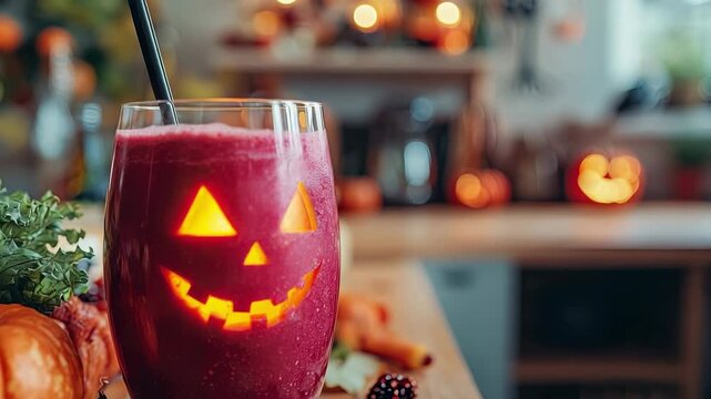 Halloween vegetable smoothie. Selective focus