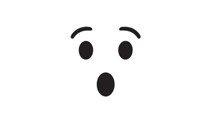 Surprised face icon in simple minimalist design with black color on white background for emoticon
