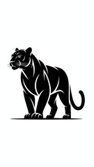 Fototapeta premium Elegant Black Panther Silhouette Logo in Minimal Black and White Vector Style