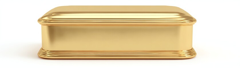 Shiny golden butter dish on a white isolated background.