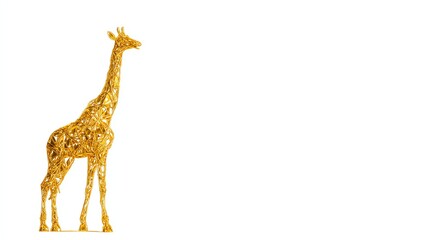 Golden giraffe sculpture on a white isolated background