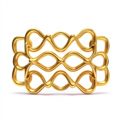 Elegant gold jewelry with a unique intertwined design on a white isolated background.