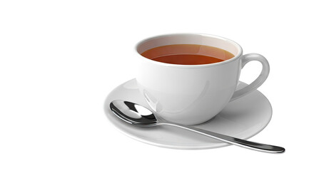 Obraz premium White Tea Cup with Saucer and Spoon