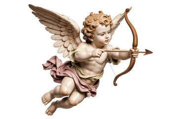 Elegant Cupid Statue with Bow and Arrow, a beautiful Cherub and Winged Figure, perfect Love Symbol for Valentine's Day and Romantic Themes.