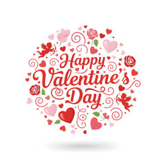 Happy valentines day banner with romantic valentine decorations bundle