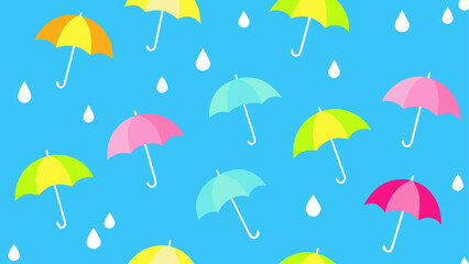 Obraz premium Colorful umbrellas and raindrops pattern art