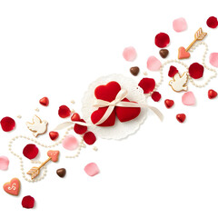 Romantic Valentine&rsquo;s Day Decoration with Hearts and Roses