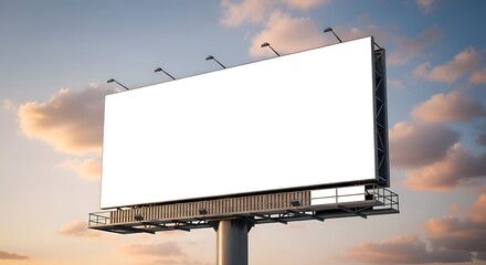 Obraz premium Blank Billboard Displaying Advertisement Against Cloudy Blue Sky at Sunset