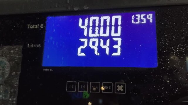 Repostar combustible lloviendo  en gasolinera 