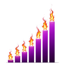 &ldquo;Growing On Fire Purple Bar Graph with Flame Tops &ndash; Growth Analytics Stock Image&rdquo;
