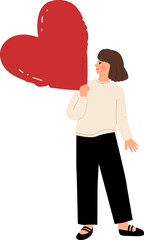 Woman with Big Heart Representing Love and Care Illustration
