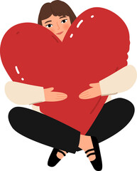 Woman with Big Heart Representing Love and Care Illustration