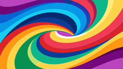 Obraz premium Colorful swirl of rainbow curved stripes