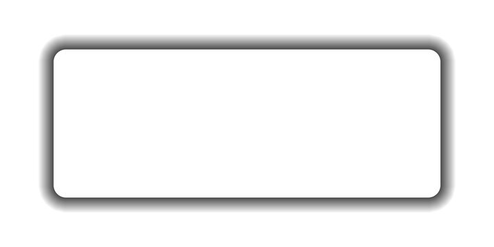 White rectangular button with rounded corners and soft shadow, isolated on white