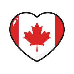 Obraz premium The national flag of Canada heart shaped icon. Flat Design Illustration