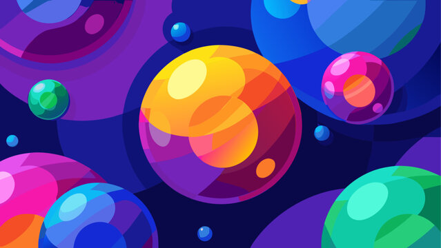 Illustration of colorful floating spheres