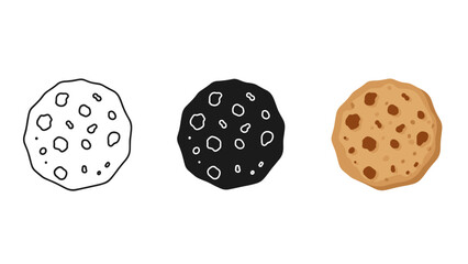 A black and white drawing of three cookies Vector