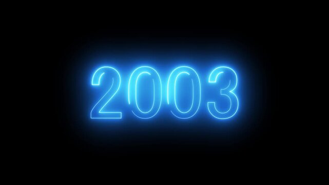 New year 2003 text icon animation glowing neon, 2003 Review Neon text animation. 
2003 Happy new year 2003 neon animated background, 2003 neon line text. Abstract 2003 neon text animation