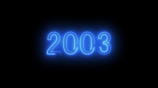 New year 2003 text icon animation glowing neon, 2003 Review Neon text animation. 
2003 Happy new year 2003 neon animated background, 2003 neon line text. Abstract 2003 neon text animation
