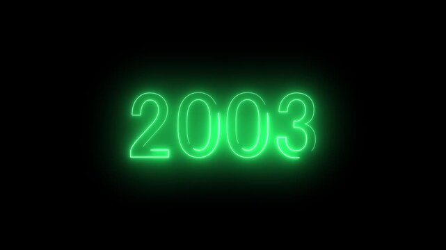 New year 2003 text icon animation glowing neon, 2003 Review Neon text animation. 
2003 Happy new year 2003 neon animated background, 2003 neon line text. Abstract 2003 neon text animation