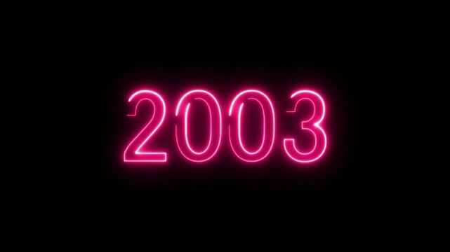 New year 2003 text icon animation glowing neon, 2003 Review Neon text animation. 
2003 Happy new year 2003 neon animated background, 2003 neon line text. Abstract 2003 neon text animation