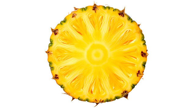 Cross-section of a tropical fruit shows a vibrant yellow interior