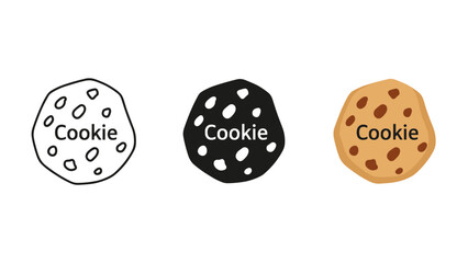 Three cookies with different flavors and designs are shown Vector
