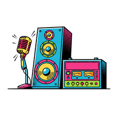 sound system with pop art design, isolated on white background.