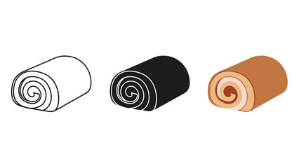 Three rolled up yoga mats in different colors Vector