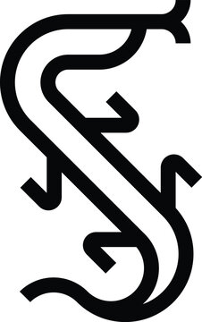 simple line of large lizard with tongue sticking out logo vector