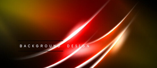 Naklejka premium Abstract background features vibrant orange, red gradients. Diagonal lines create dynamic visual effect. Text reads background design.