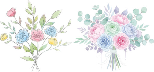 International women's day floral vector illustrations bouquet of flowers