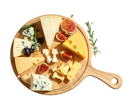Cheese board featuring various cheeses, figs, grapes, and herbs