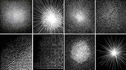 Abstract Patterns of Light in Black and White with Various Effects