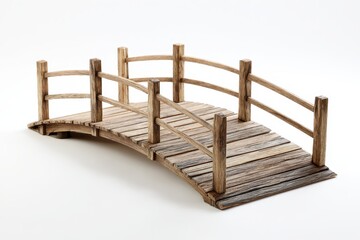 Fototapeta premium Wooden park footbridge isolated on a white background