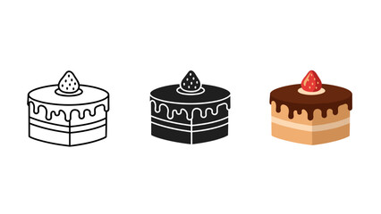 Three cakes with different frosting and decoration Vector