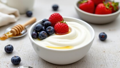 Fresh Fruit and Yogurt Breakfast Scene
