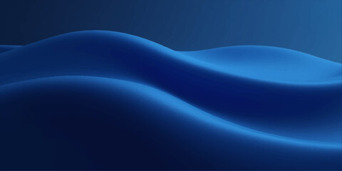 Smooth flowing blue abstract waves with a soft silk texture create a dark motion pattern and elegant vector wallpaper design