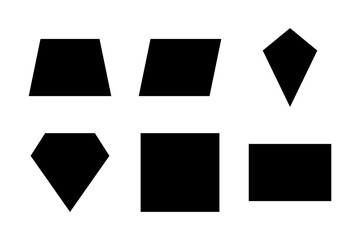 Specialized collection of four-sided geometric figures including trapezoid, kite, and diamond for technical design.