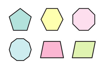Professional set of polygonal shapes featuring pentagon, hexagon, and octagon for technical and architectural diagrams.