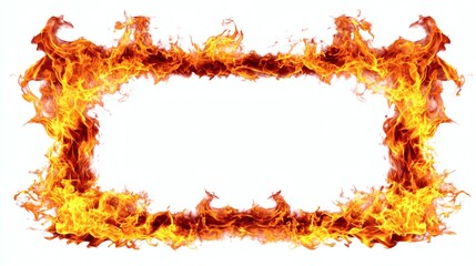 Fiery Frame Design with Bright Flames for Creative Backgrounds