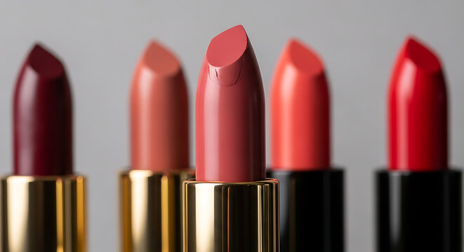 Assorted Lipstick Shades in Tubes Closeup.