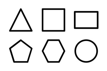 A collection of essential outline geometric shapes including triangle, square, and circle for UI design.