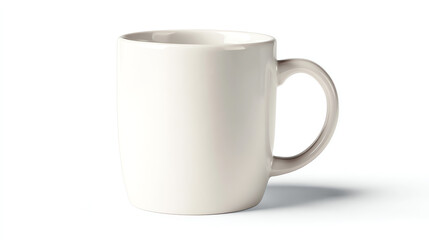Fototapeta premium A clean, white ceramic mug perfect for hot beverages, showcasing simplicity and elegance for any kitchen setting.