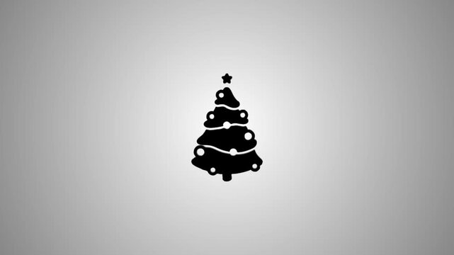 Animated Christmas tree icon appears and fills frame with festive holiday motion graphics