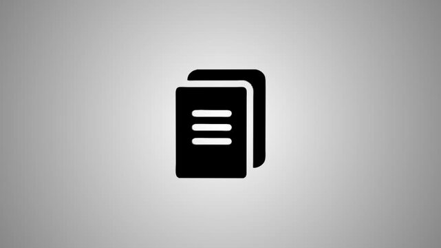 Document icon animation, isometric rotate to front view, loopable with a shiny light passing through it