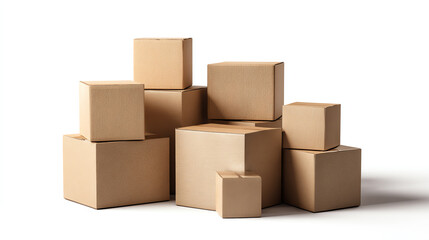 Obraz premium A collection of stacked cardboard boxes ready for shipping or storage, representing logistics and organization.