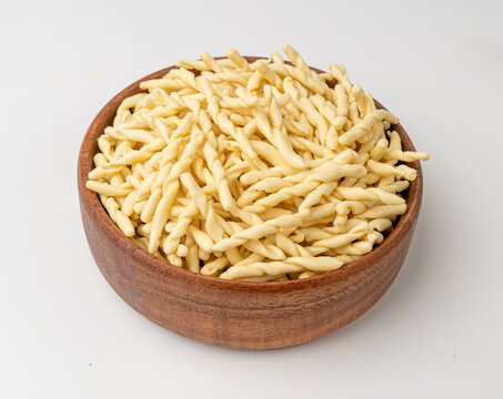 Raw Trofie Pasta, Dry Italian Macaroni, Traditional Genoa Food, Raw Noodle, Modern Ligurian Cuisine