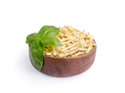 Raw Trofie Pasta, Dry Italian Macaroni, Traditional Genoa Food, Raw Noodle, Modern Ligurian Cuisine