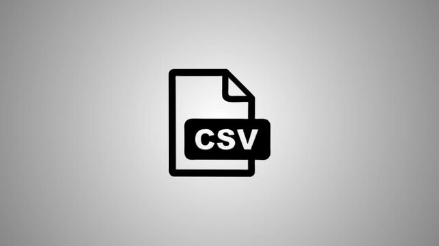 Animated CSV file icon motion graphic on gray background, digital data representation